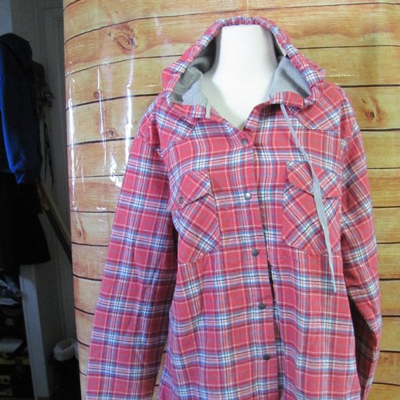 ROPER  LADIES PINK PLAID THERMAL  HOODED JACKET - Picture 1 of 9